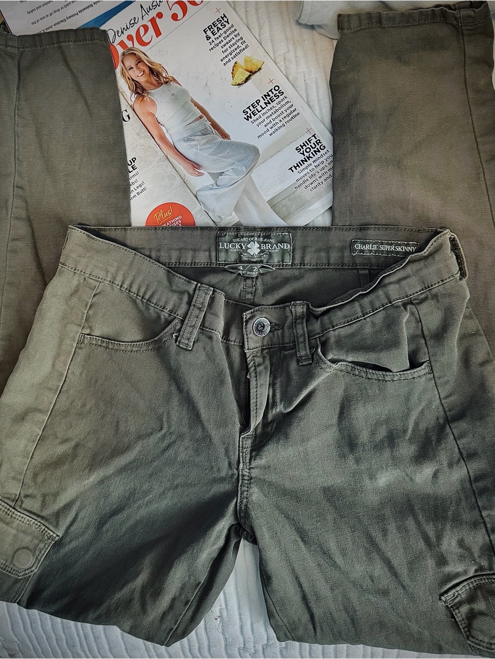 Lucky Brand Olive Green Charlie Super Skinny Cargo Pants